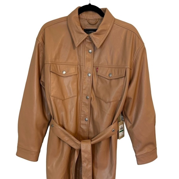 Levi's Women's Faux Leather Belted Shirt Jacket - Picture 13 of 14